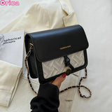 Square Crossbody Bags Chain Texture Contrast Bags