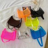 Vintage Clear Jelly Underarm Bag Women Handbag Purse Shoulder Bag