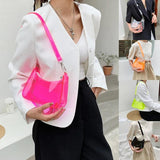 Vintage Clear Jelly Underarm Bag Women Handbag Purse Shoulder Bag