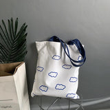 Canvas Cloud Print Tote Bag Cotton Cloth Shoulder Shopper Bag For Women