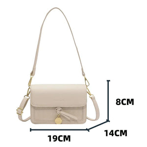 Small Flap Beige Shoulder Bag with Lozenge Prints