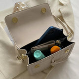 Small Flap Beige Shoulder Bag with Lozenge Prints