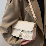 Small Flap Beige Shoulder Bag with Lozenge Prints