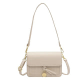 Small Flap Beige Shoulder Bag with Lozenge Prints