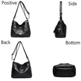 Retro Shoulder Bag Multi-Pocket Handbag Solid Color