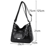 Retro Shoulder Bag Multi-Pocket Handbag Solid Color