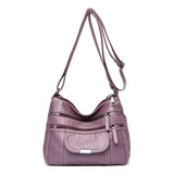Retro Shoulder Bag Multi-Pocket Handbag Solid Color