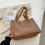 Large Capacity Women Bucket Shoulder Bags Retro Handbags Pu Leather