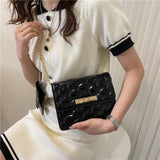 Women Lattice Shoulder Crossbody Chain Bag Purse