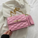 Women Lattice Shoulder Crossbody Chain Bag Purse