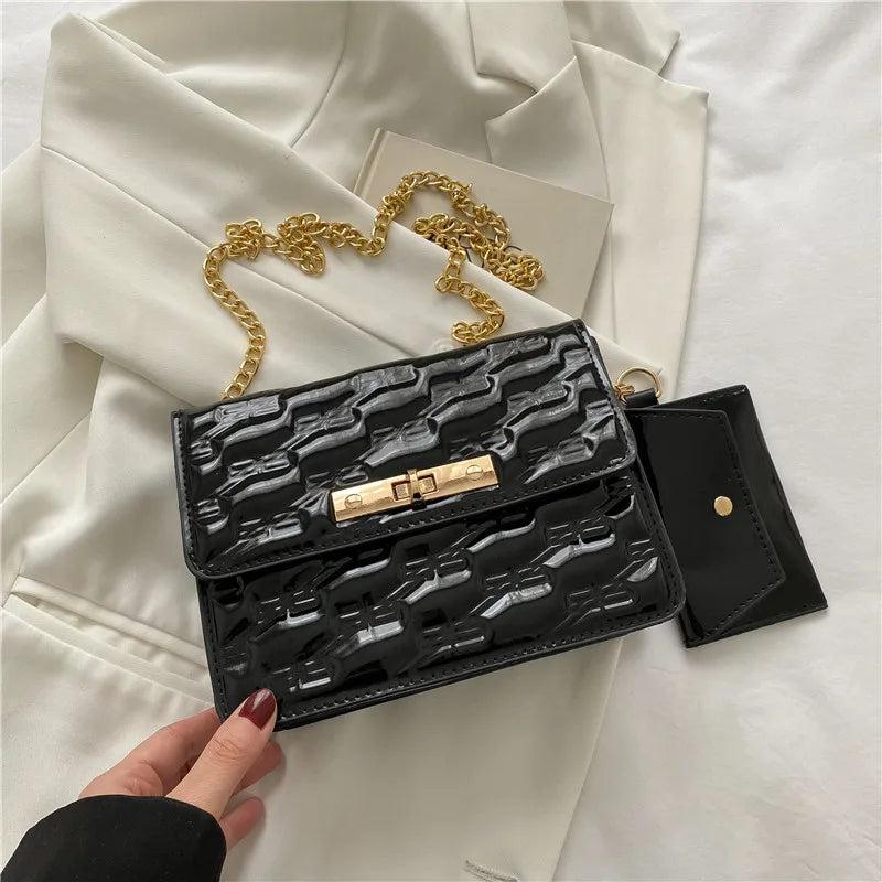 Women Lattice Shoulder Crossbody Chain Bag Purse