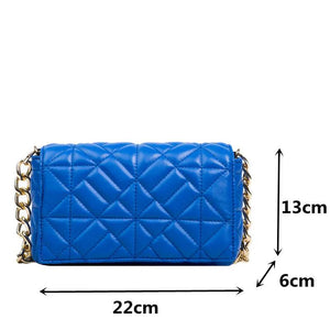 Quilted Shoulder Bag Thick Chain Pu Leather Handbags Small Flap Bag