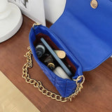 Quilted Shoulder Bag Thick Chain Pu Leather Handbags Small Flap Bag