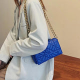 Quilted Shoulder Bag Thick Chain Pu Leather Handbags Small Flap Bag