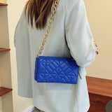 Quilted Shoulder Bag Thick Chain Pu Leather Handbags Small Flap Bag