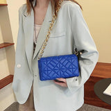 Quilted Shoulder Bag Thick Chain Pu Leather Handbags Small Flap Bag