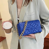 Quilted Shoulder Bag Thick Chain Pu Leather Handbags Small Flap Bag