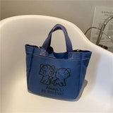 Women's Canvas Handbag Large Capacity Animal Picture Shoulder Bag Purse