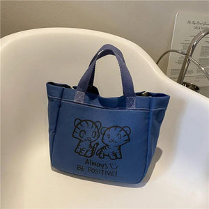 Women's Canvas Handbag Large Capacity Animal Picture Shoulder Bag Purse