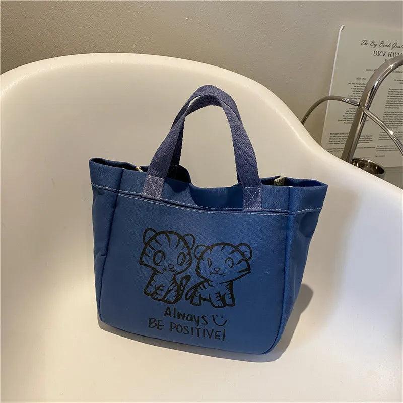Women's Canvas Handbag Large Capacity Animal Picture Shoulder Bag Purse