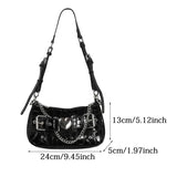 Crocodile Pattern Shoulder Bag Metal Heart Handbag