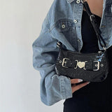 Crocodile Pattern Shoulder Bag Metal Heart Handbag