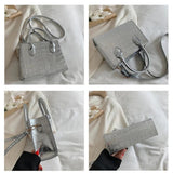 Women Casual Diamond Retro Shoulder Bags Solid Messenger Bag Square Handbags