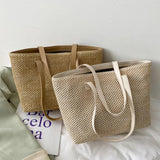 Summer Straw Bags Hit Handbags for Women Zipper Matching Tote Bag