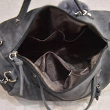 Vintage Nubuck Leather Women Shoulder Bag Rivet Handbag Motorcycle Messenger Bag