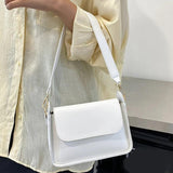 Small Flap Shoulder Bag Solid Pu Leather Crossbody Purse