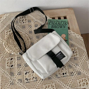 Canvas Shoulder Bags Women Crossbody Messenger Bag Student Pouch Frog Pendant
