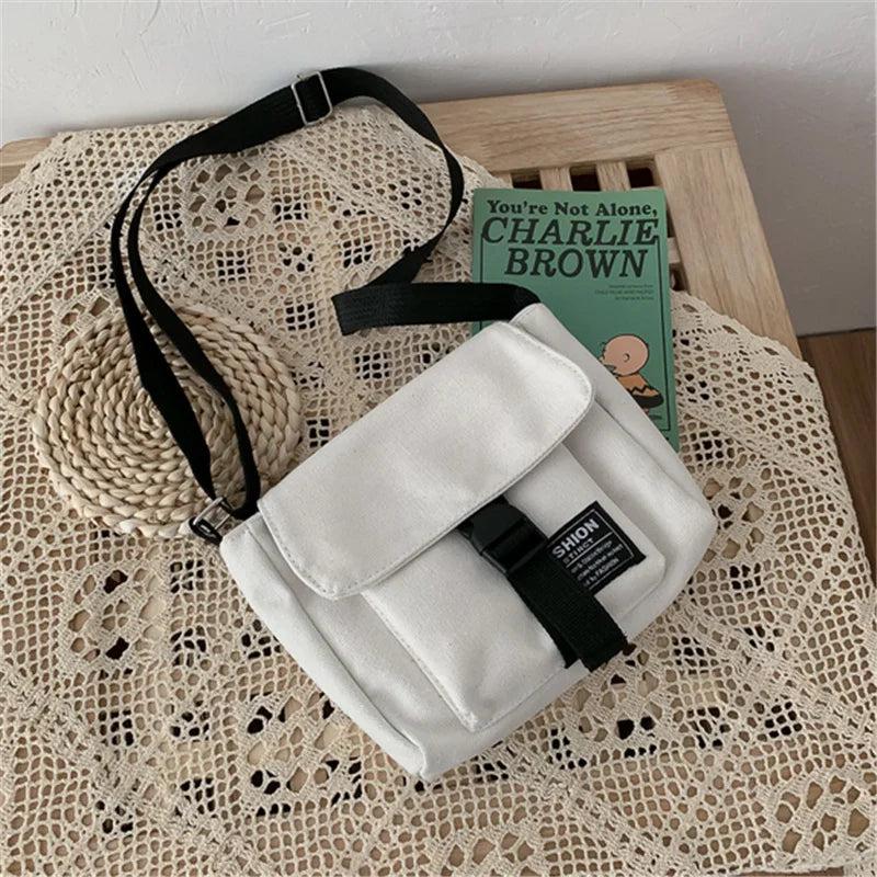Canvas Shoulder Bags Women Crossbody Messenger Bag Student Pouch Frog Pendant