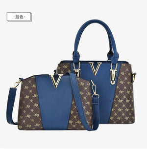 2 Pcs Women Leather Handbag Set Tote & Shoulder Bag Messenger Sac a Main