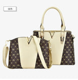 2 Pcs Women Leather Handbag Set Tote & Shoulder Bag Messenger Sac a Main