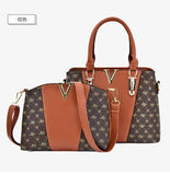 2 Pcs Women Leather Handbag Set Tote & Shoulder Bag Messenger Sac a Main