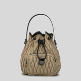 Puffy Padded Bucket Bag Women Ruched Shoulder Crossbody Lattice Handbag