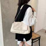Vintage Chain Messenger Bag Soft Flap Crossbody Pack Women