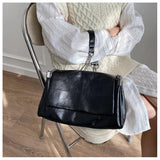 Vintage Chain Messenger Bag Soft Flap Crossbody Pack Women