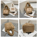 Winter Plush Bucket Shoulder Bag Warm Casual Crossbody Bag