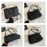 Women Texture Diamond Lattice Package Handbags Winter Shoulder Bags