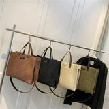 Corduroy Tote Bag Large Capacity Shoulder Crossbody Bags for Women