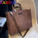 Corduroy Tote Bag Large Capacity Shoulder Crossbody Bags for Women