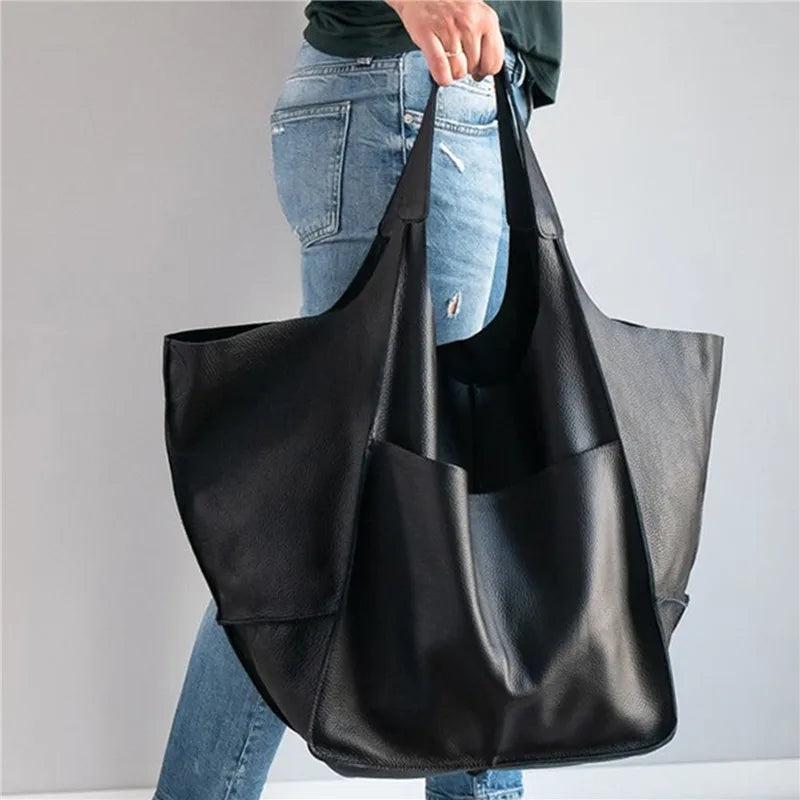 Casual Soft Large Capacity Tote Women Handbags Look Pu Leather Shoulder Bag