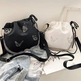 Luminous Butterfly Messenger Bag Drawstring Chain Shoulder Pouch