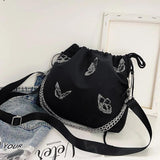 Luminous Butterfly Messenger Bag Drawstring Chain Shoulder Pouch