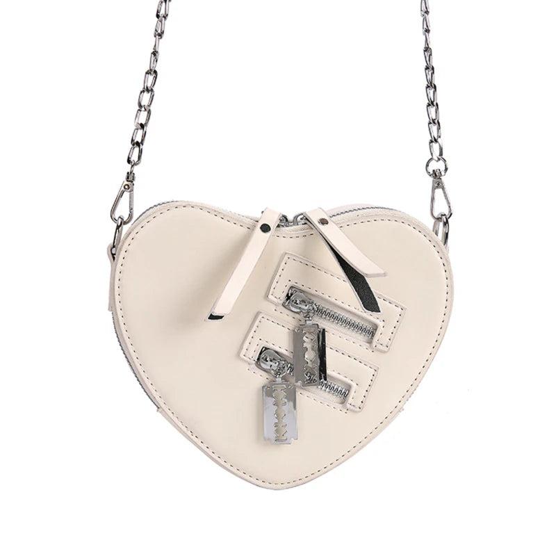 Gothic Heart Blade Zipper Crossbody Bag Women Girl Shoulder Purse Handbag