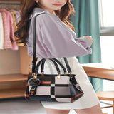 Plaid Print Shoulder Handbag PU Leather Crossbody Bag For Women