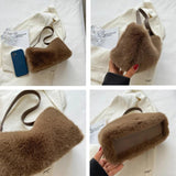 Warm Rabbit Fur Totes Bag Soft Plush Shoulder Bags for Women