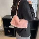 Warm Rabbit Fur Totes Bag Soft Plush Shoulder Bags for Women