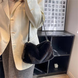 Warm Rabbit Fur Totes Bag Soft Plush Shoulder Bags for Women
